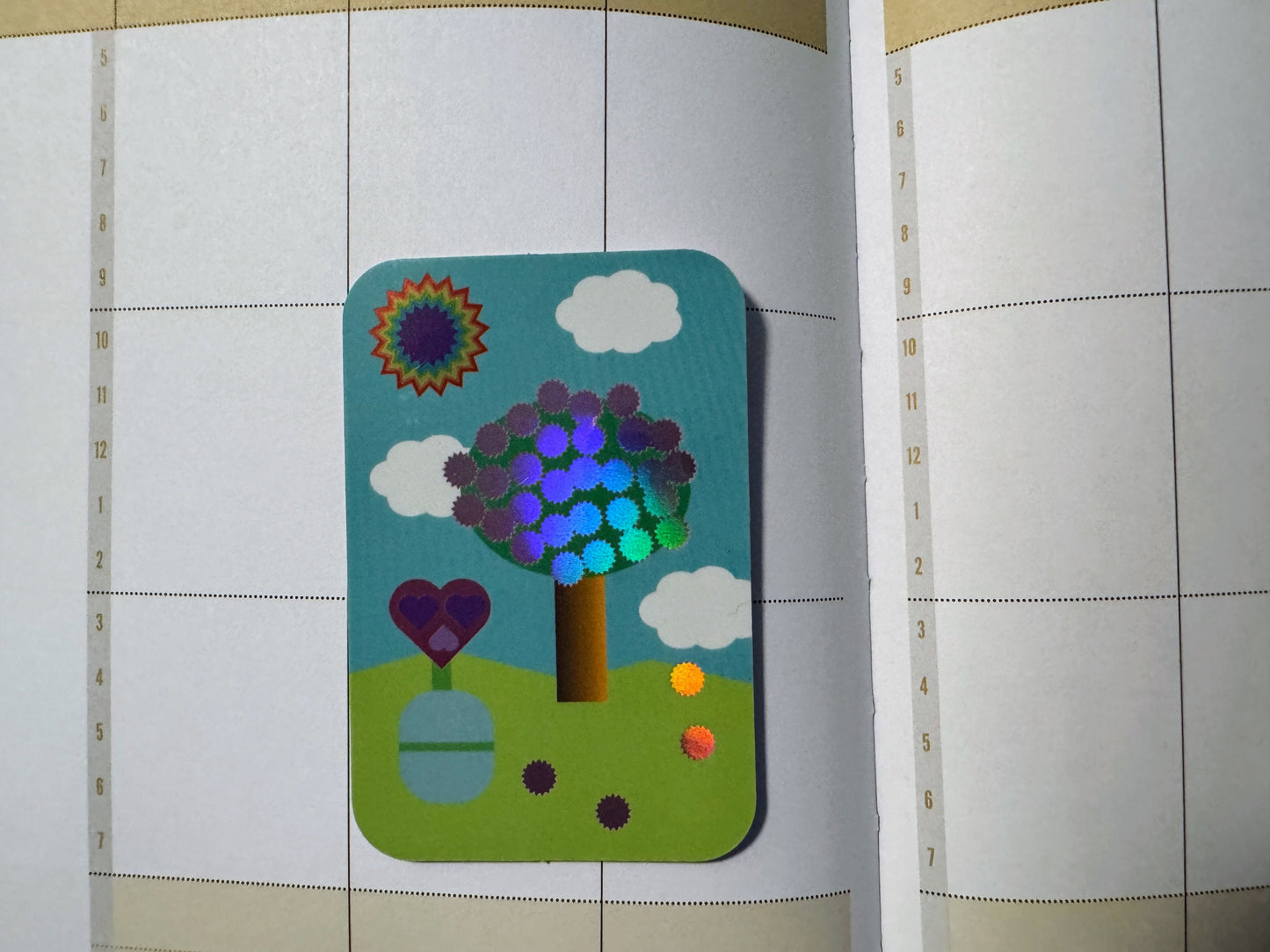 Cherry Blossom Holographic Rainbow Heart Man Sticker