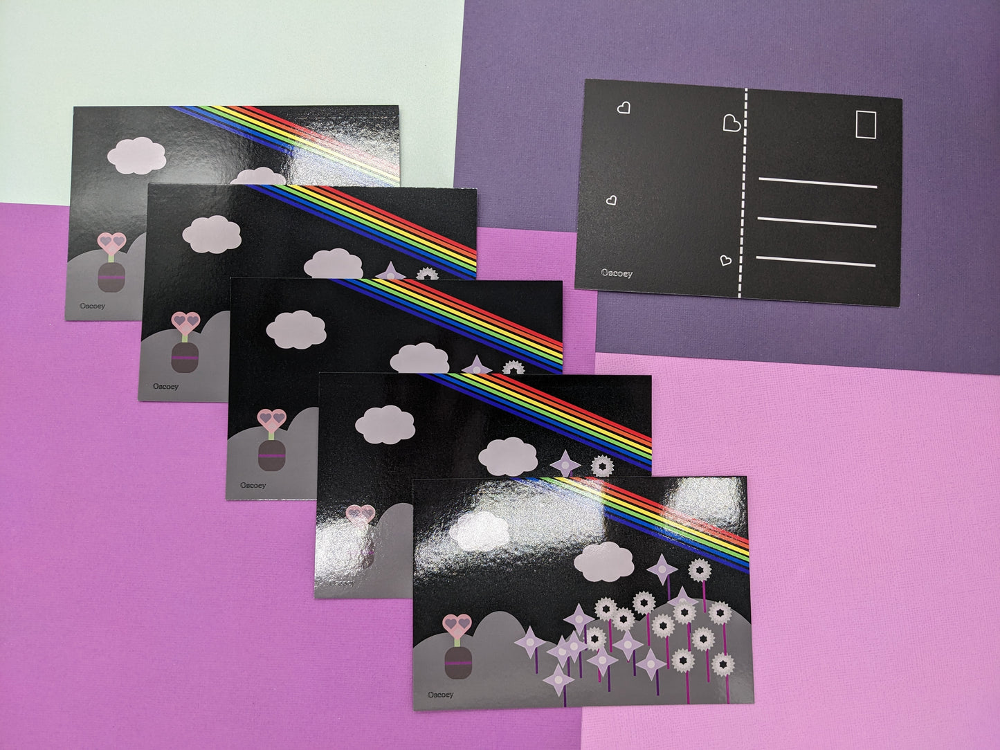 Midnight Rainbow Flowers Postcard
