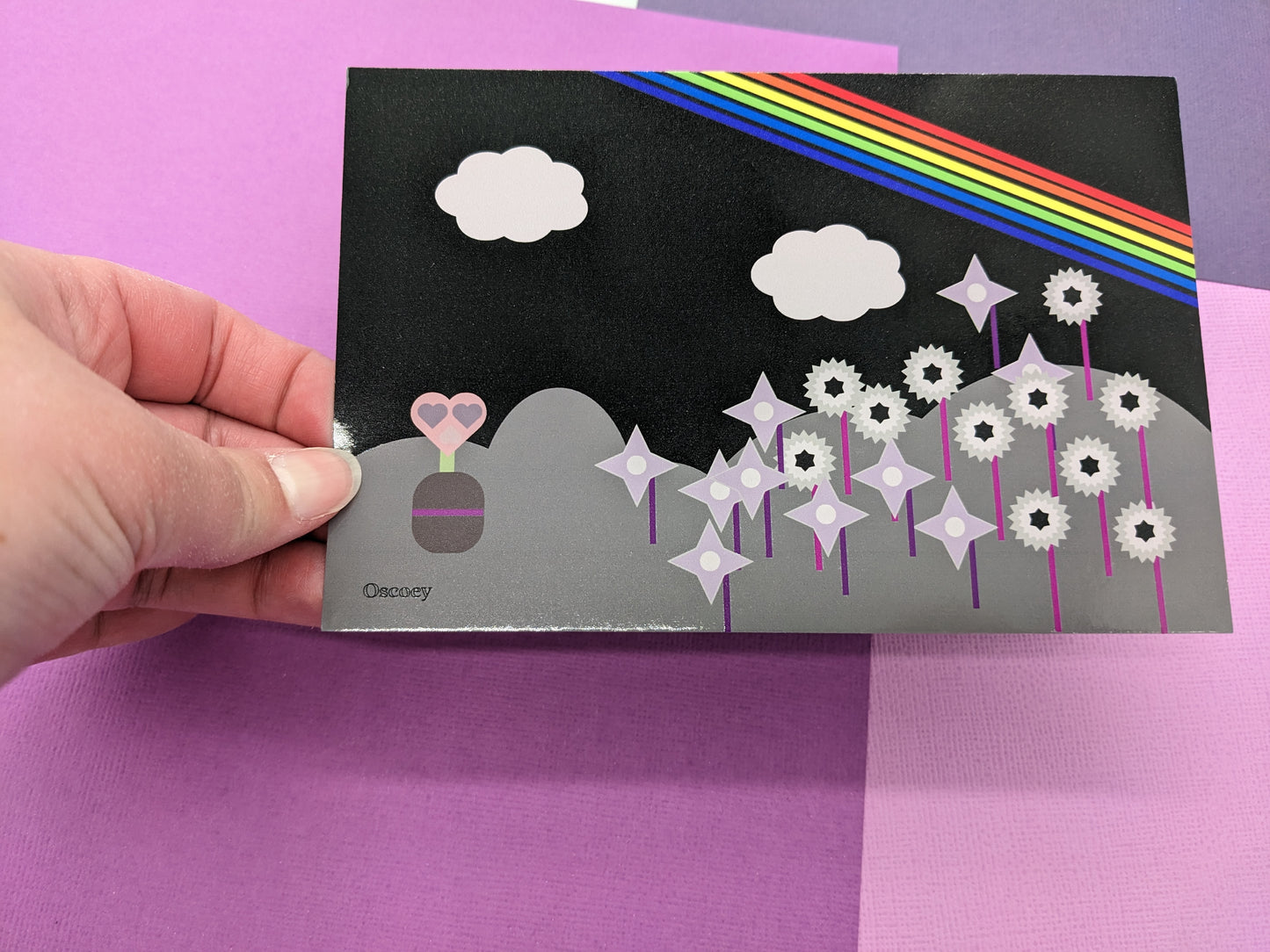 Midnight Rainbow Flowers Postcard