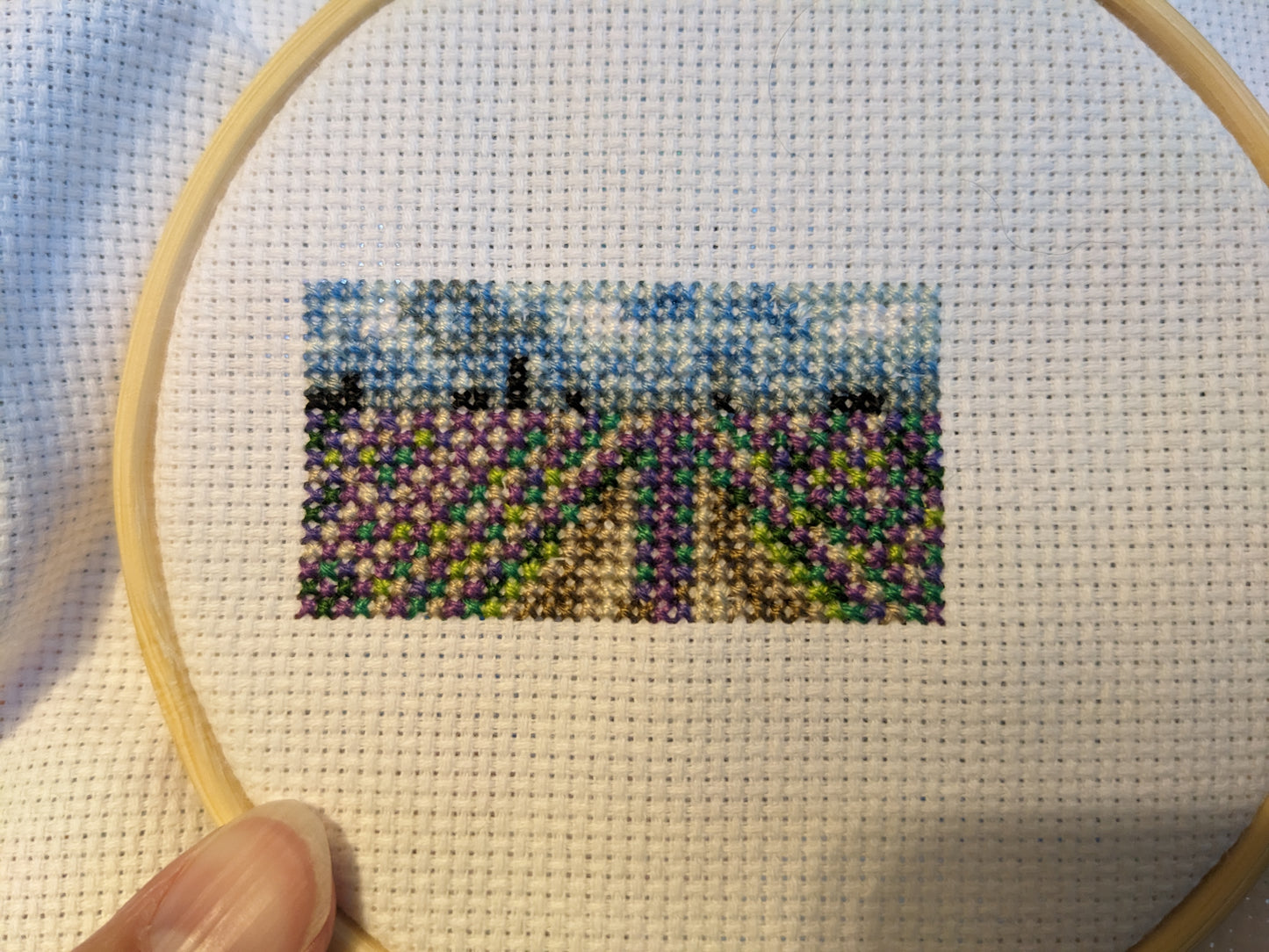 Mini Purple Tulip Fields Cross Stitch Pattern