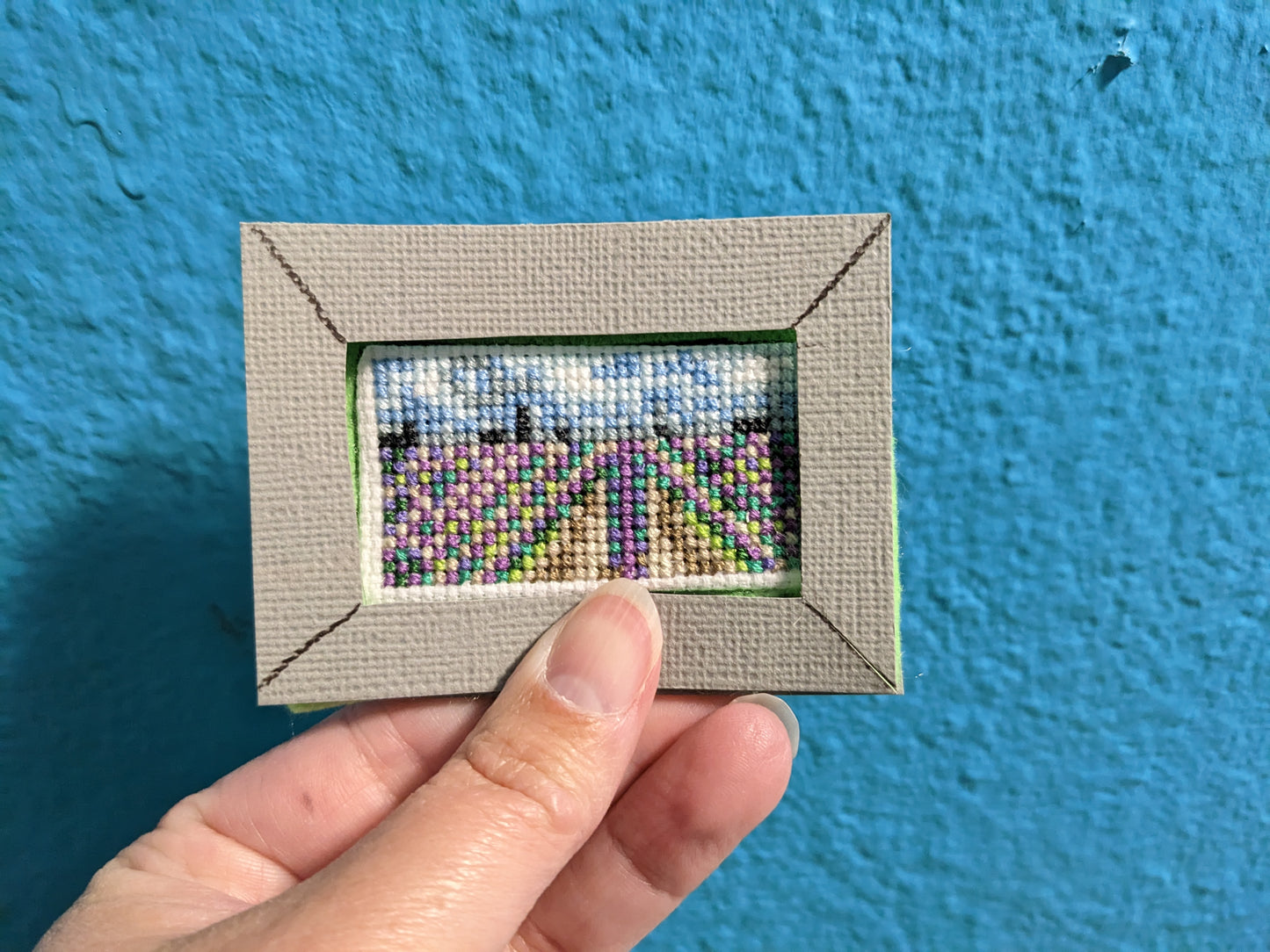 Finished Mini Tulip Fields Cross Stitch
