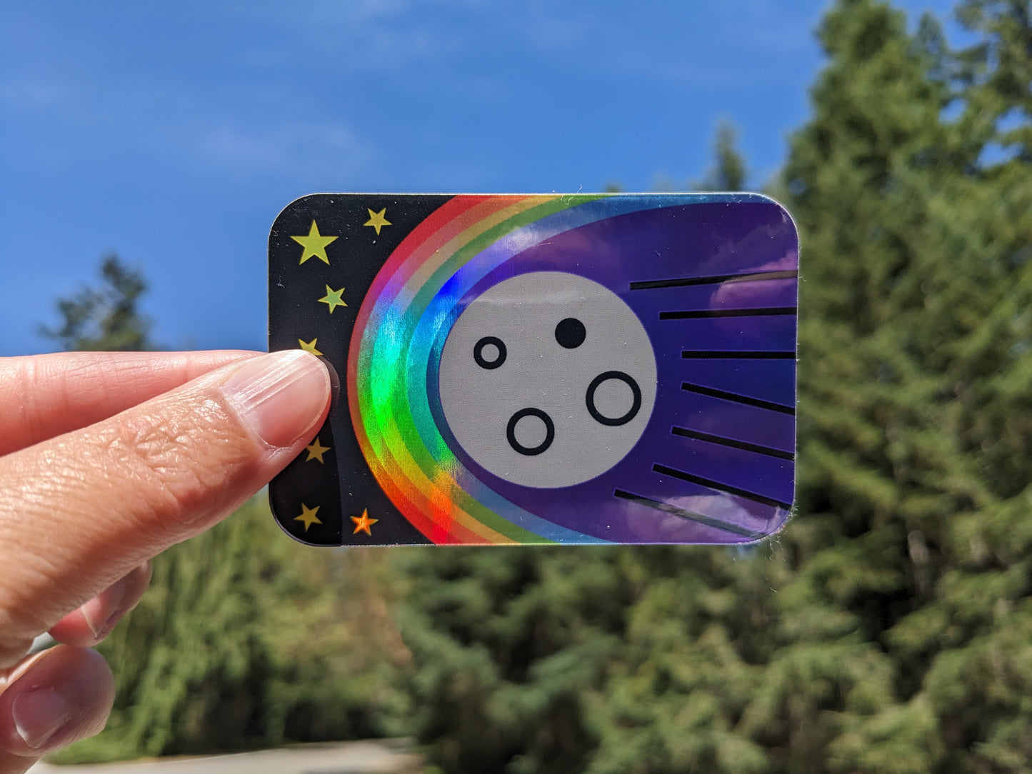 Midnight Rainbow Comet Holographic Sticker