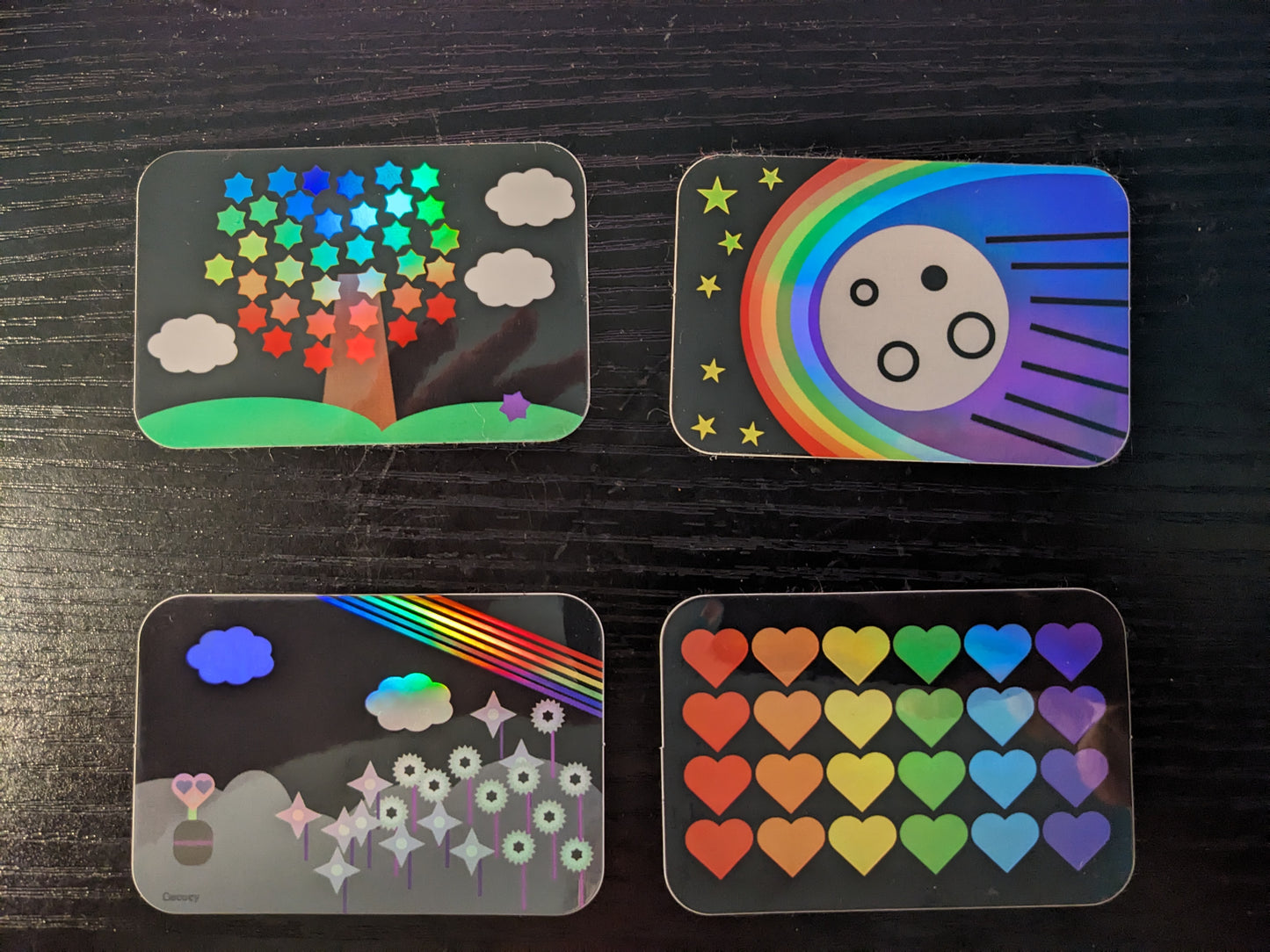 4 Pack Midnight Rainbow Stickers