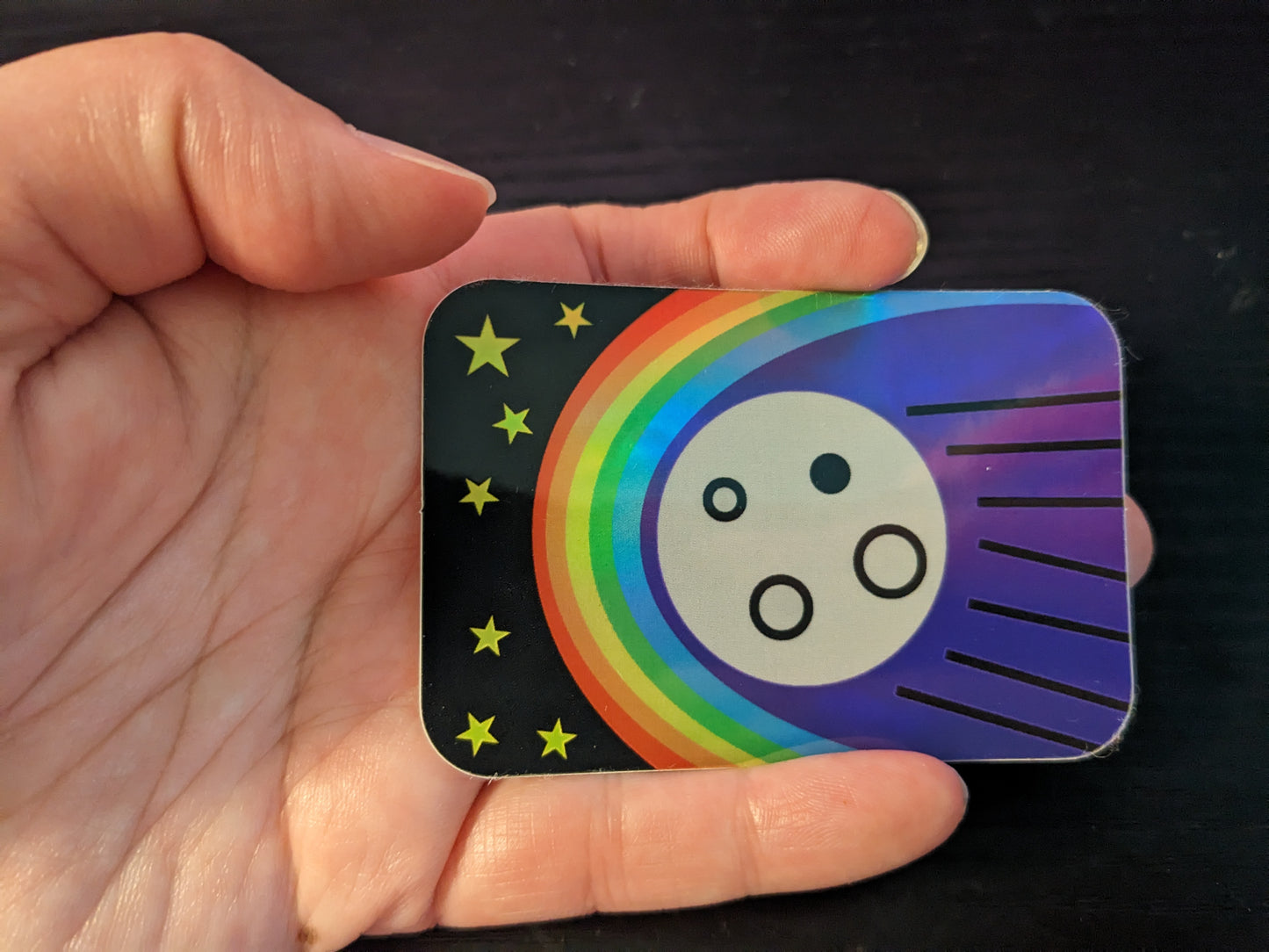 Midnight Rainbow Comet Holographic Sticker