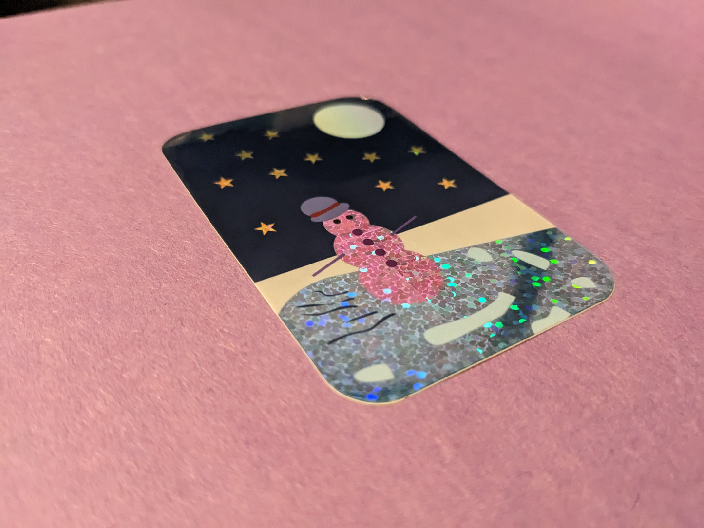Glittery Ice Skating Snowman Sticker