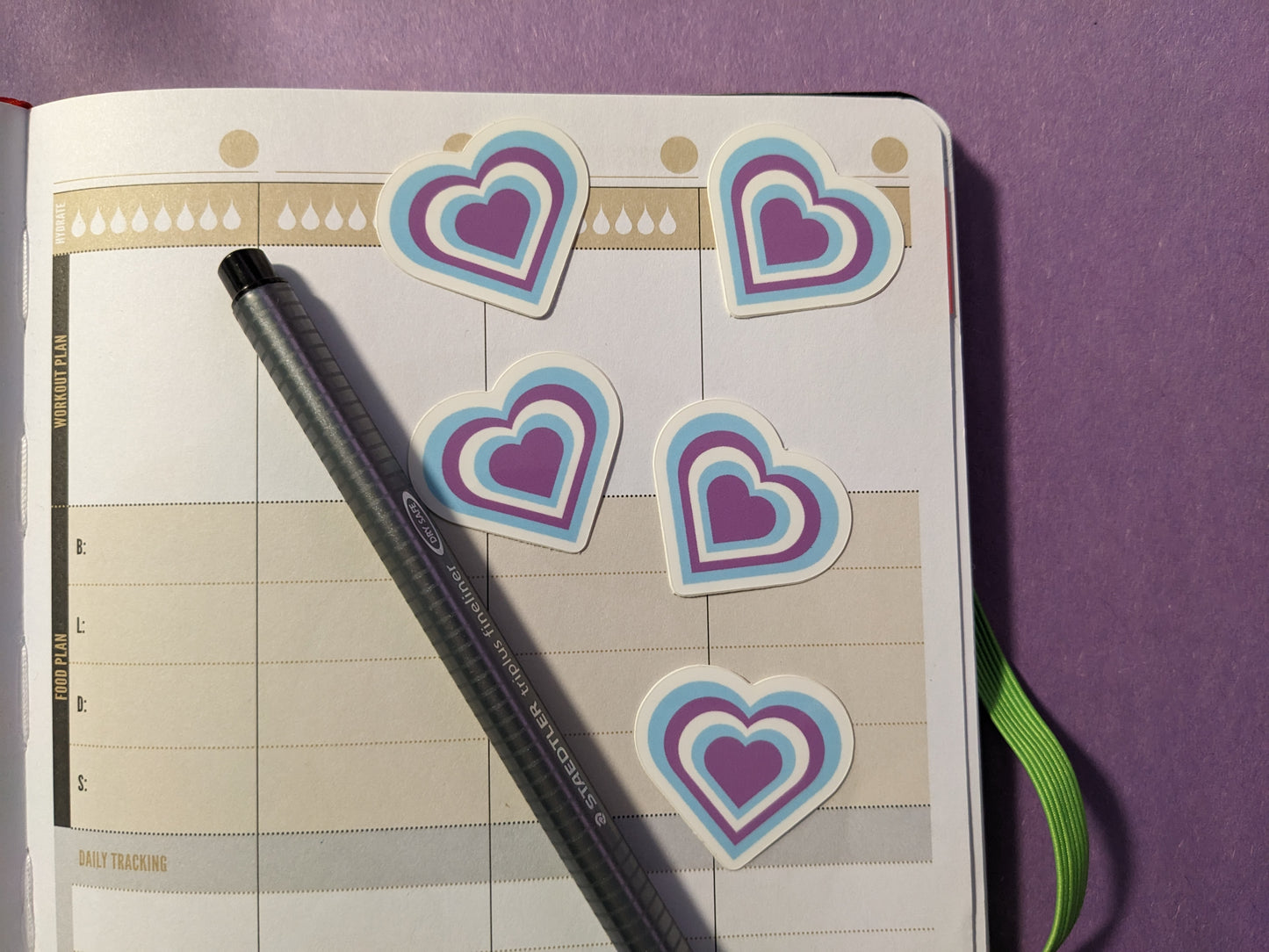 5 pack Mini Purple and Blue Hearts