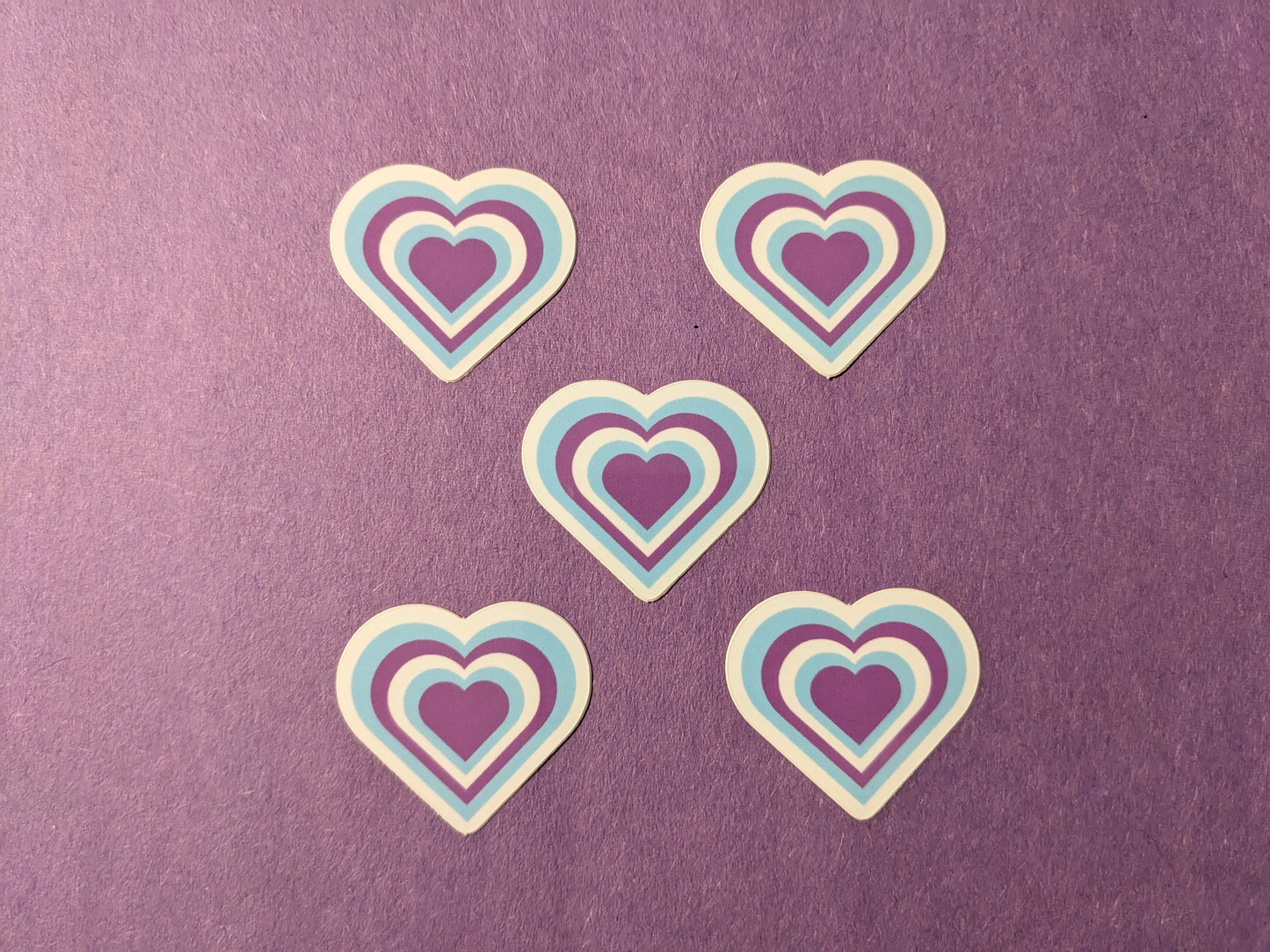 5 pack Mini Purple and Blue Hearts