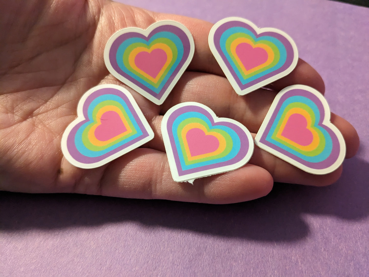 5 pack Mini Pastel Rainbow Hearts