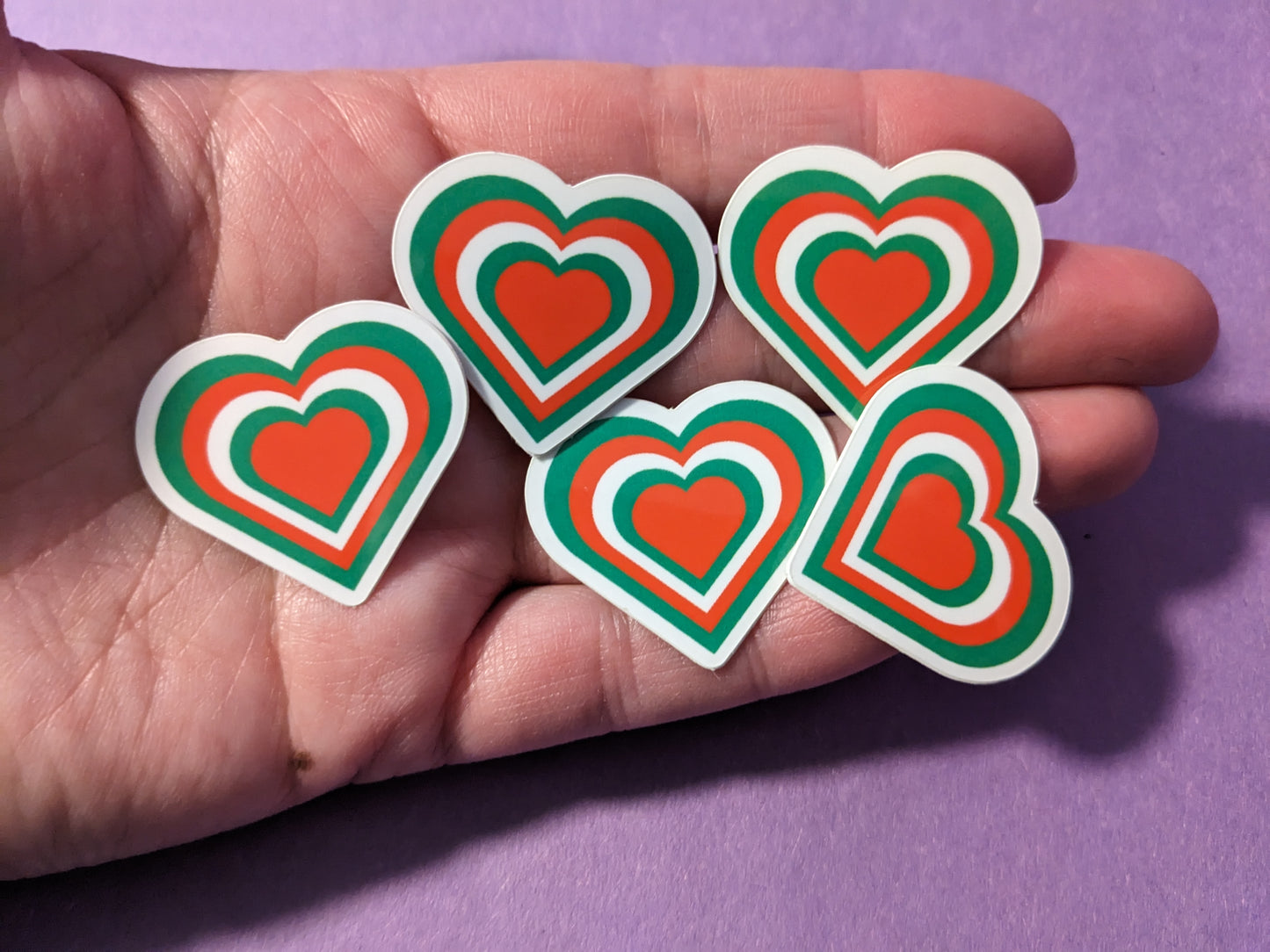 5 pack Mini Red and Green Hearts