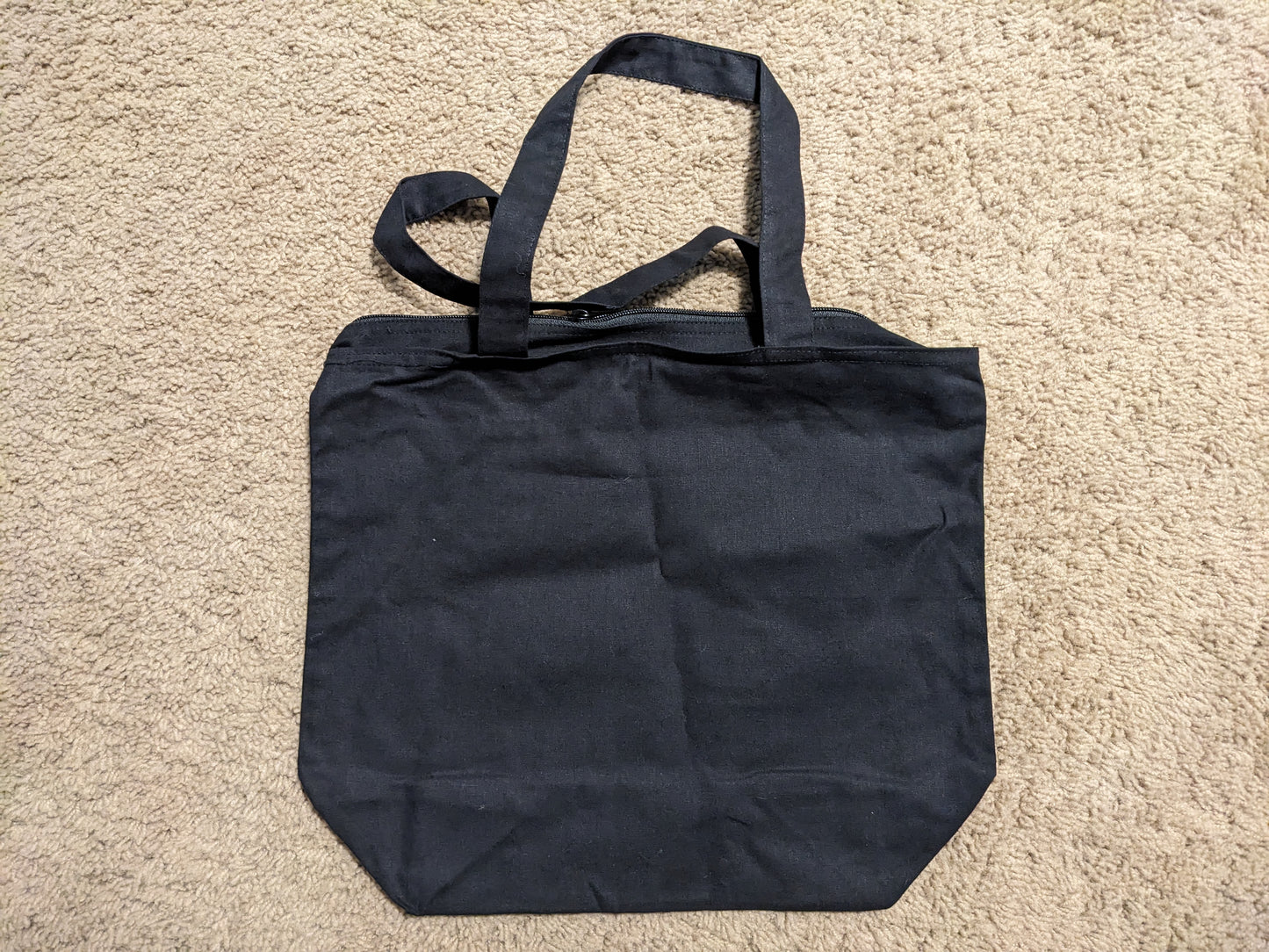 All Black Midnight Rainbow Flower Zippered Tote