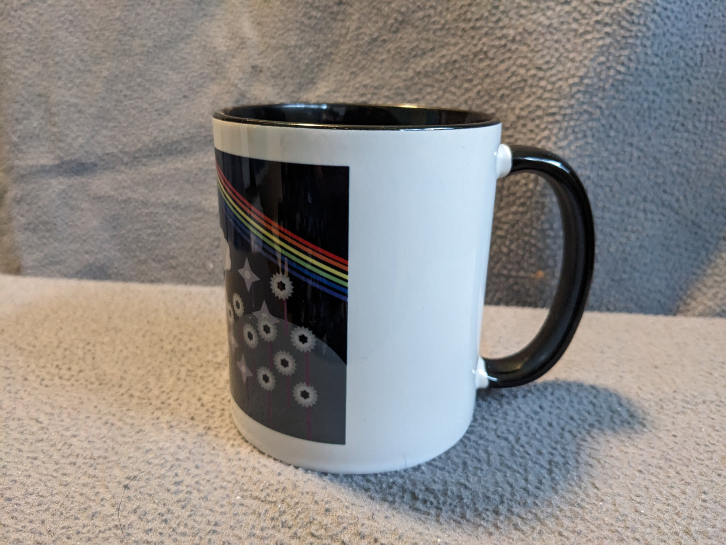 Mug in Midnight Rainbow Flower Design