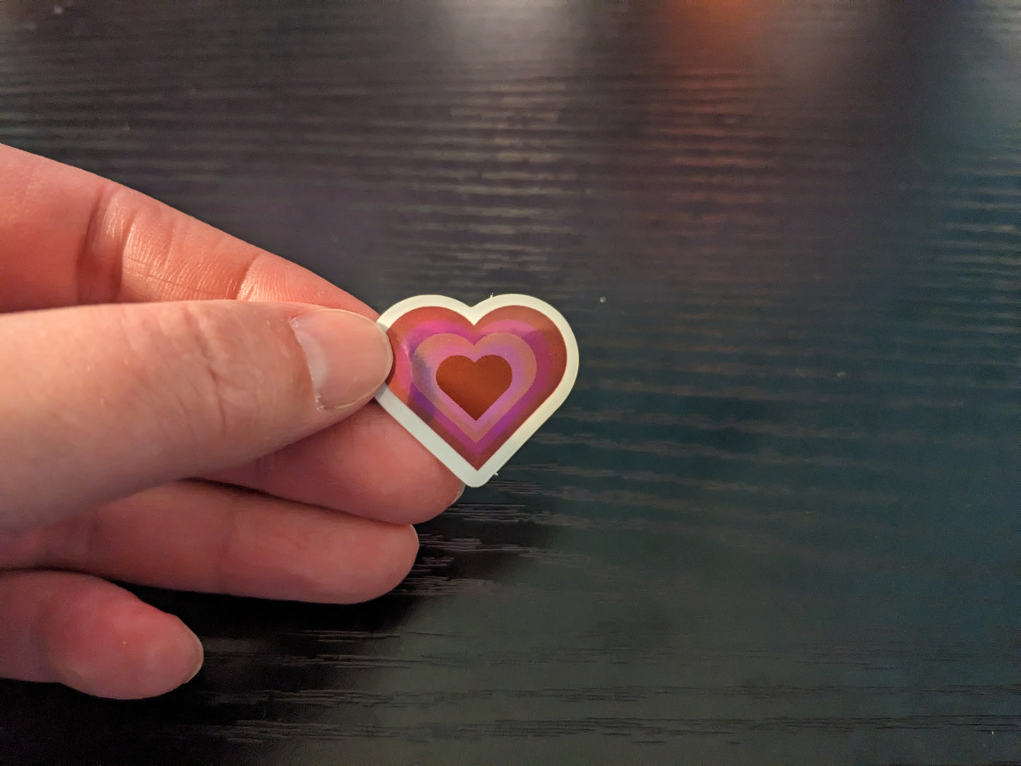 5 pack Mini Pink Holographic Rainbow Hearts