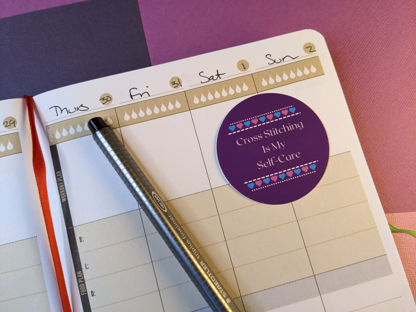 Cross Stitch is My Self-Care 2" Round Sticker