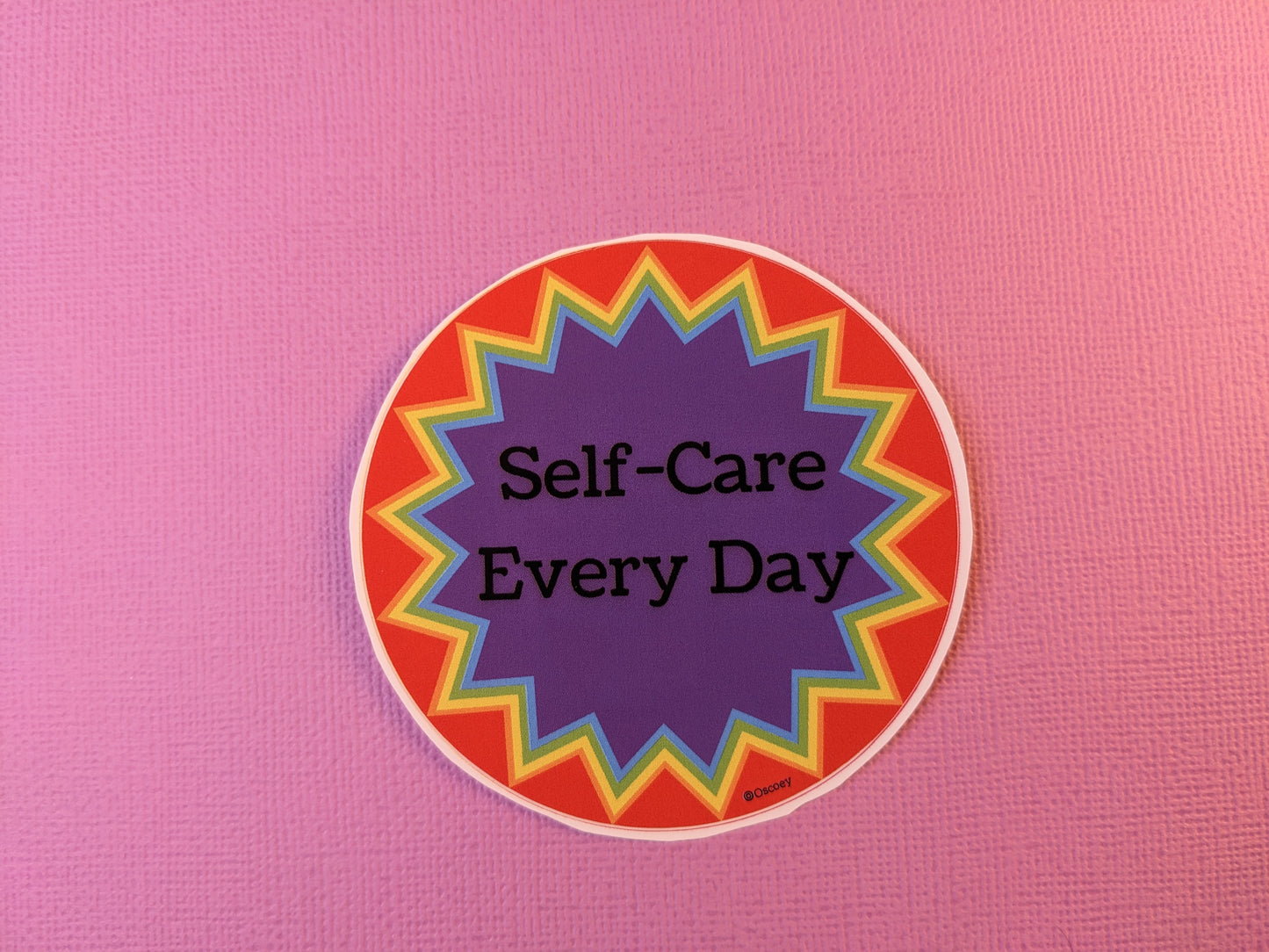 3" Round Self-Care Every Day Solid Rainbow Sticker