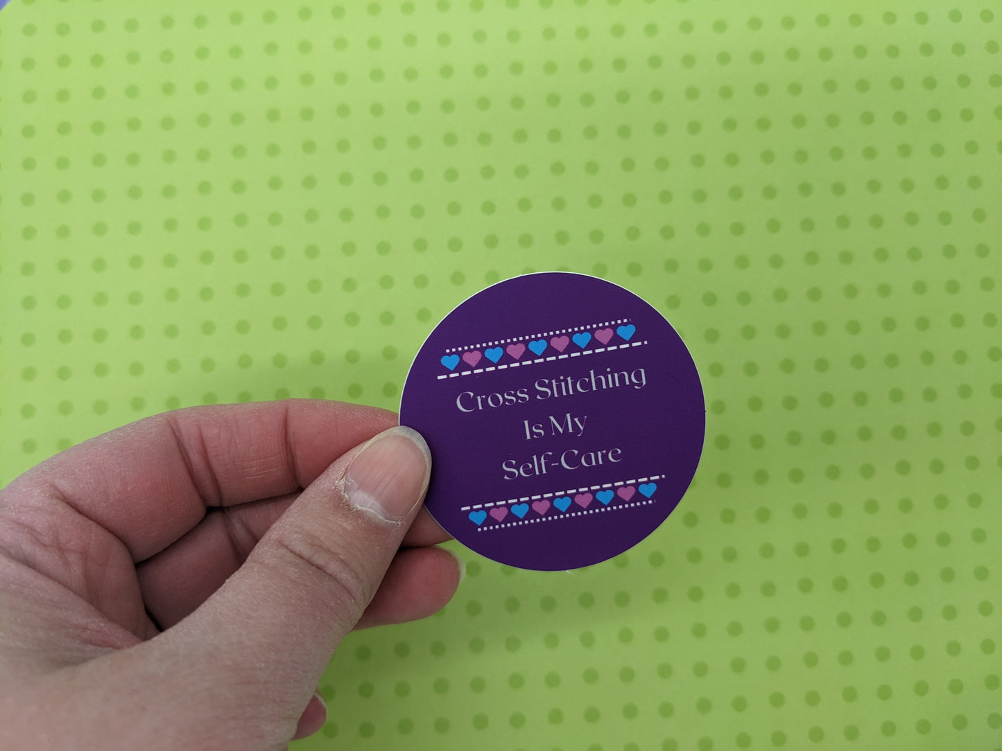 Cross Stitch is My Self-Care 2" Round Sticker