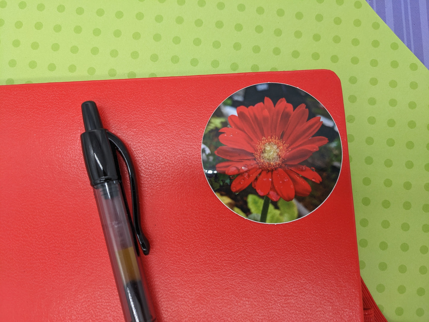 Red Gerbera Daisy 2" Round Sticker