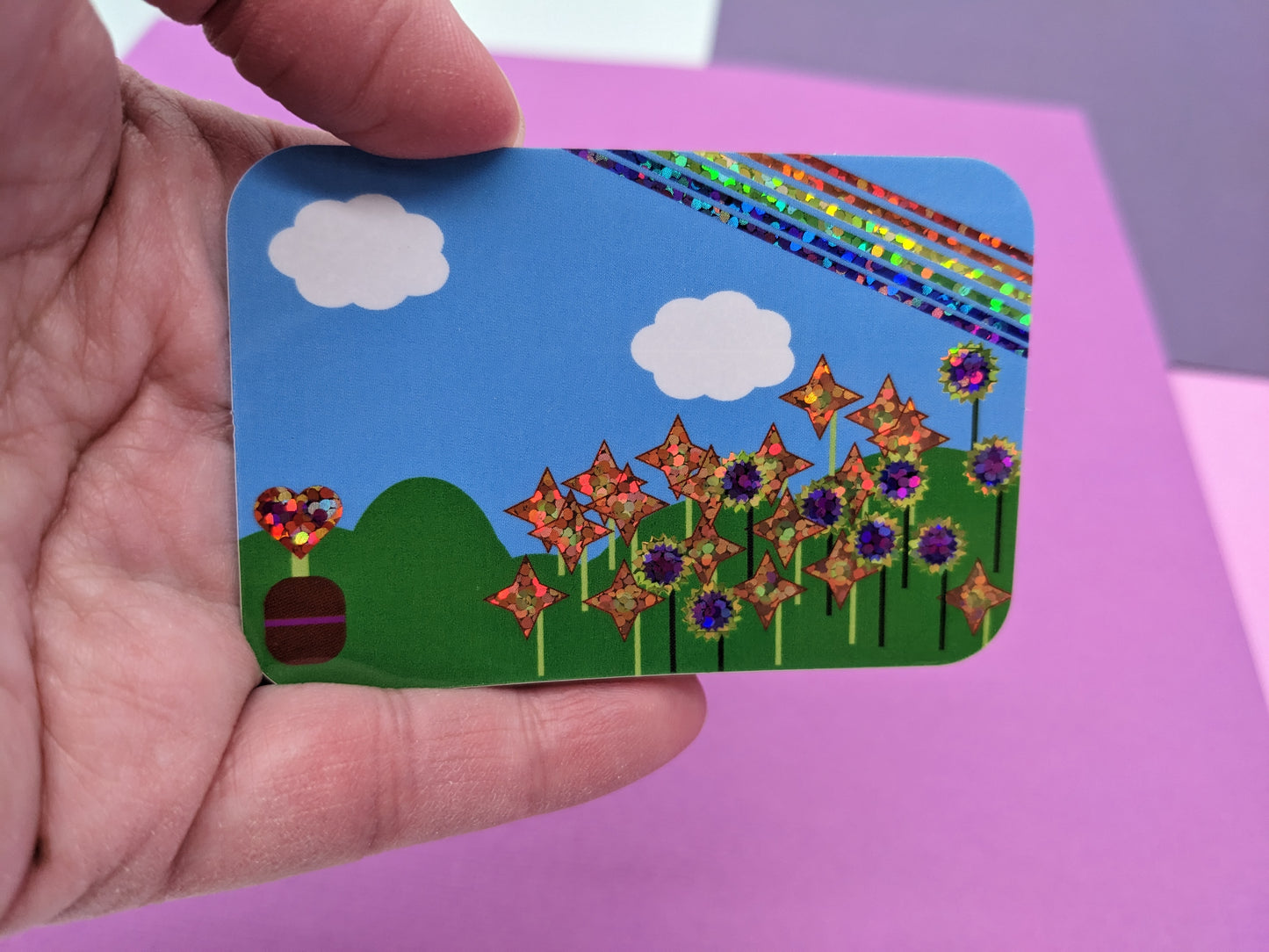 Holographic Rainbow Flowers Sticker