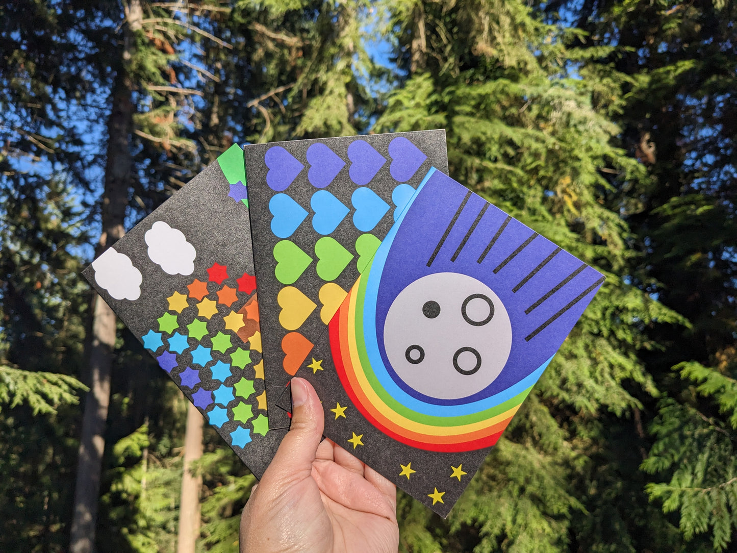 Midnight Rainbow Blank Greeting Cards - 3 Pack