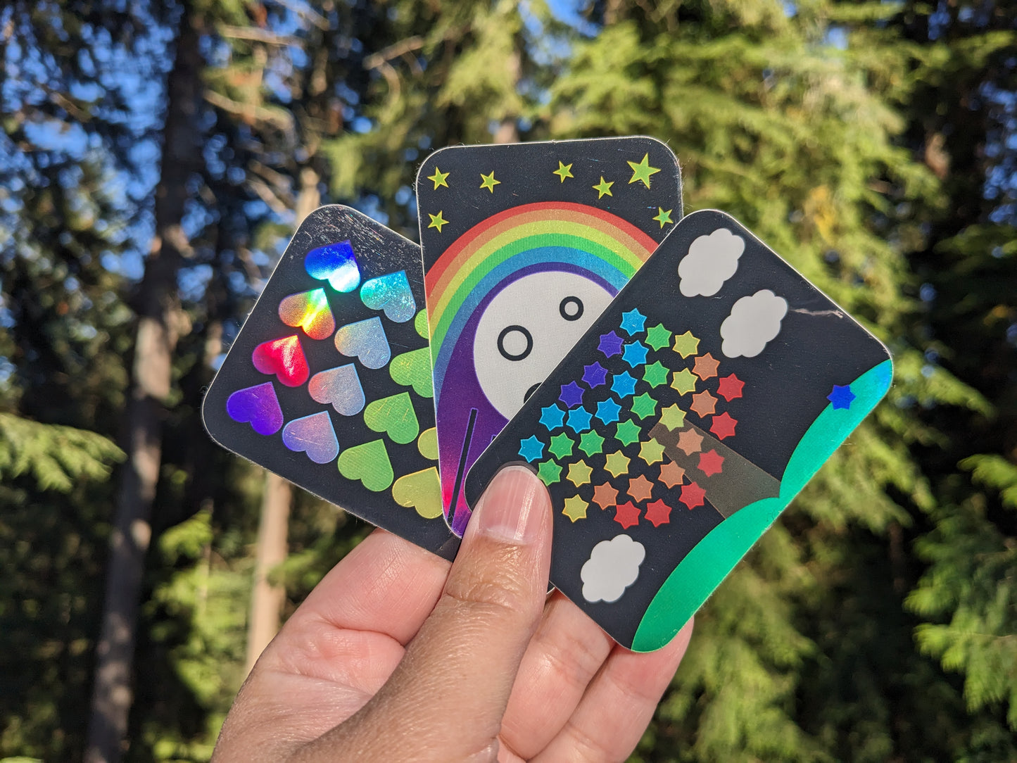 Midnight Rainbow Hearts Sticker