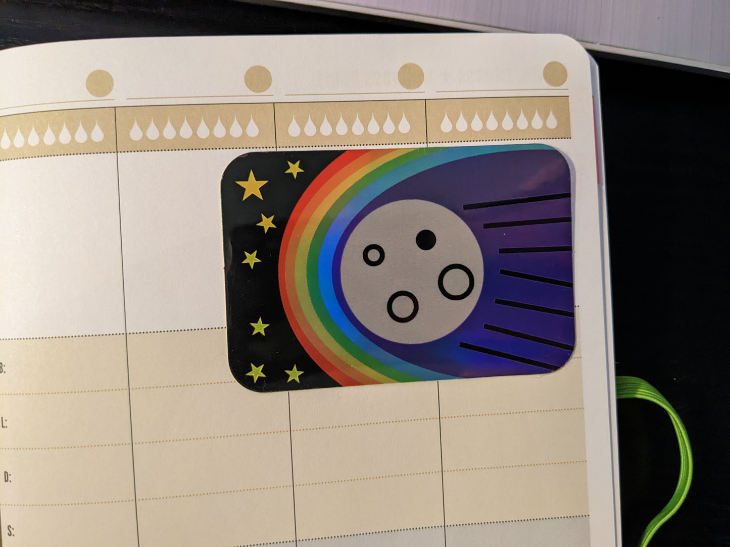 Midnight Rainbow Comet Holographic Sticker
