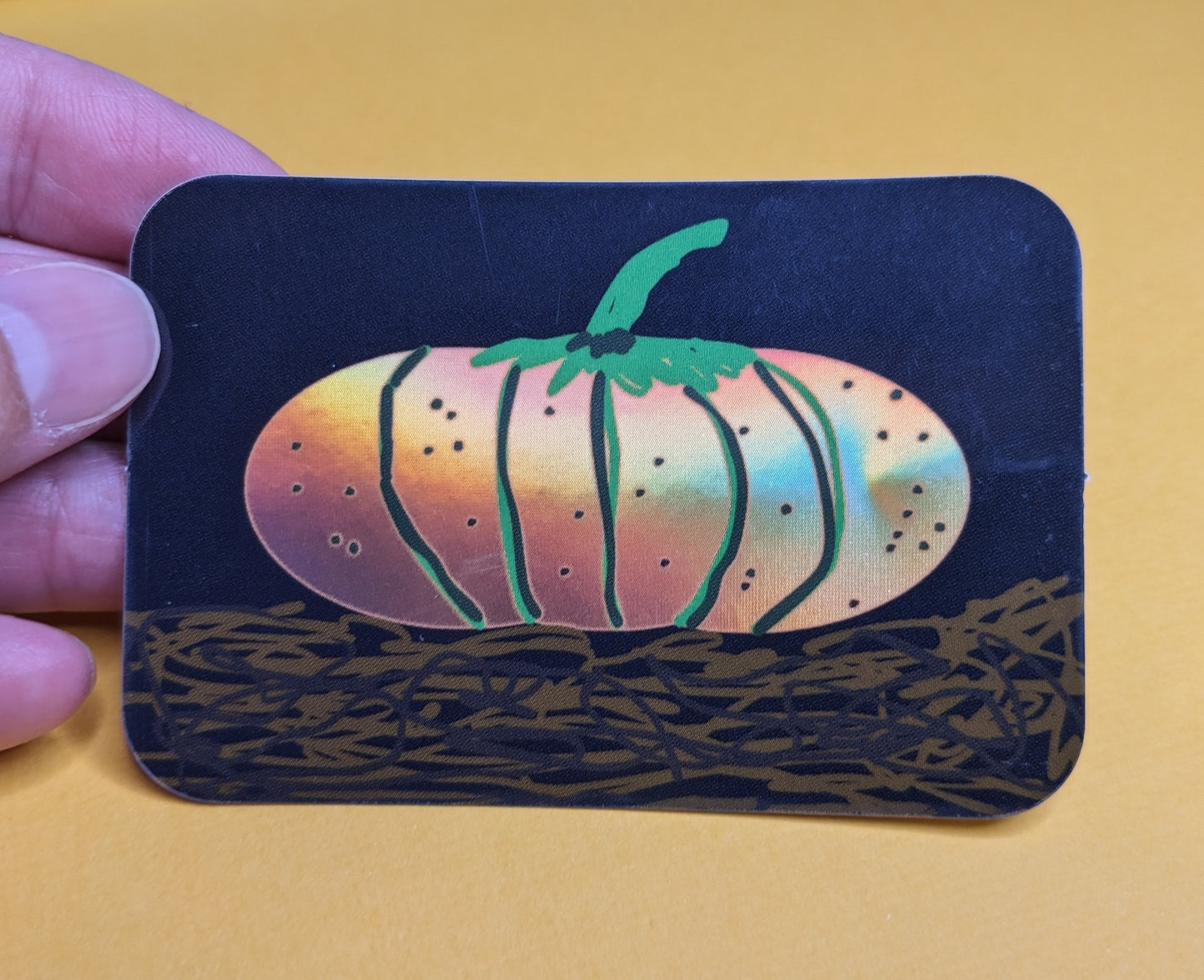 Midnight Holographic Pumpkin Sticker