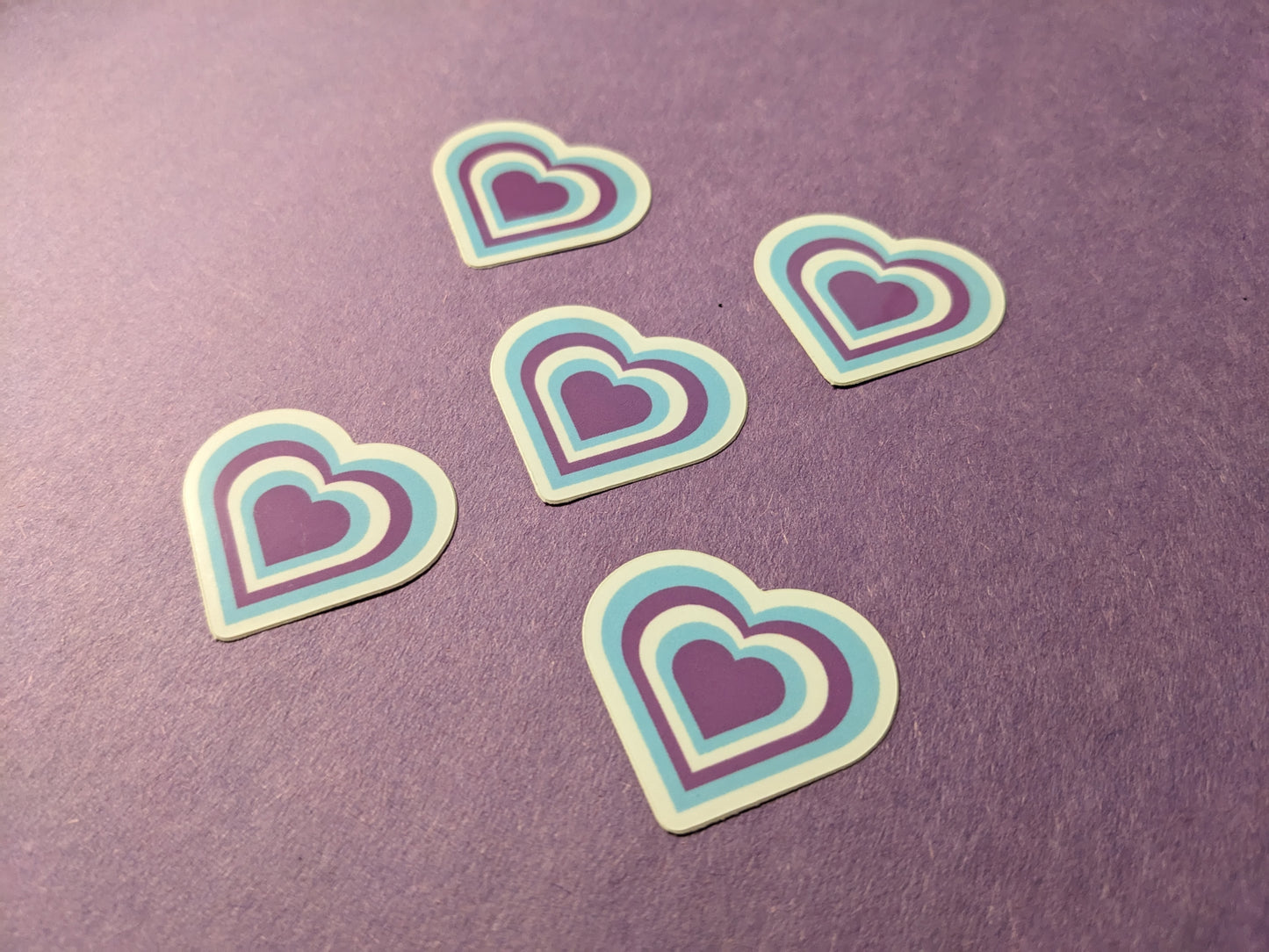 5 pack Mini Purple and Blue Hearts