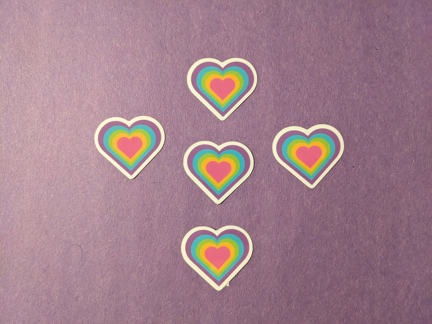 5 pack Mini Pastel Rainbow Hearts