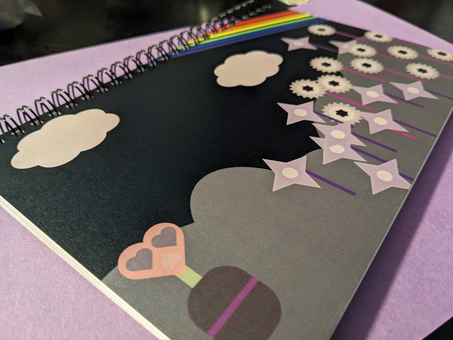 Notebook - Midnight Rainbow Flower