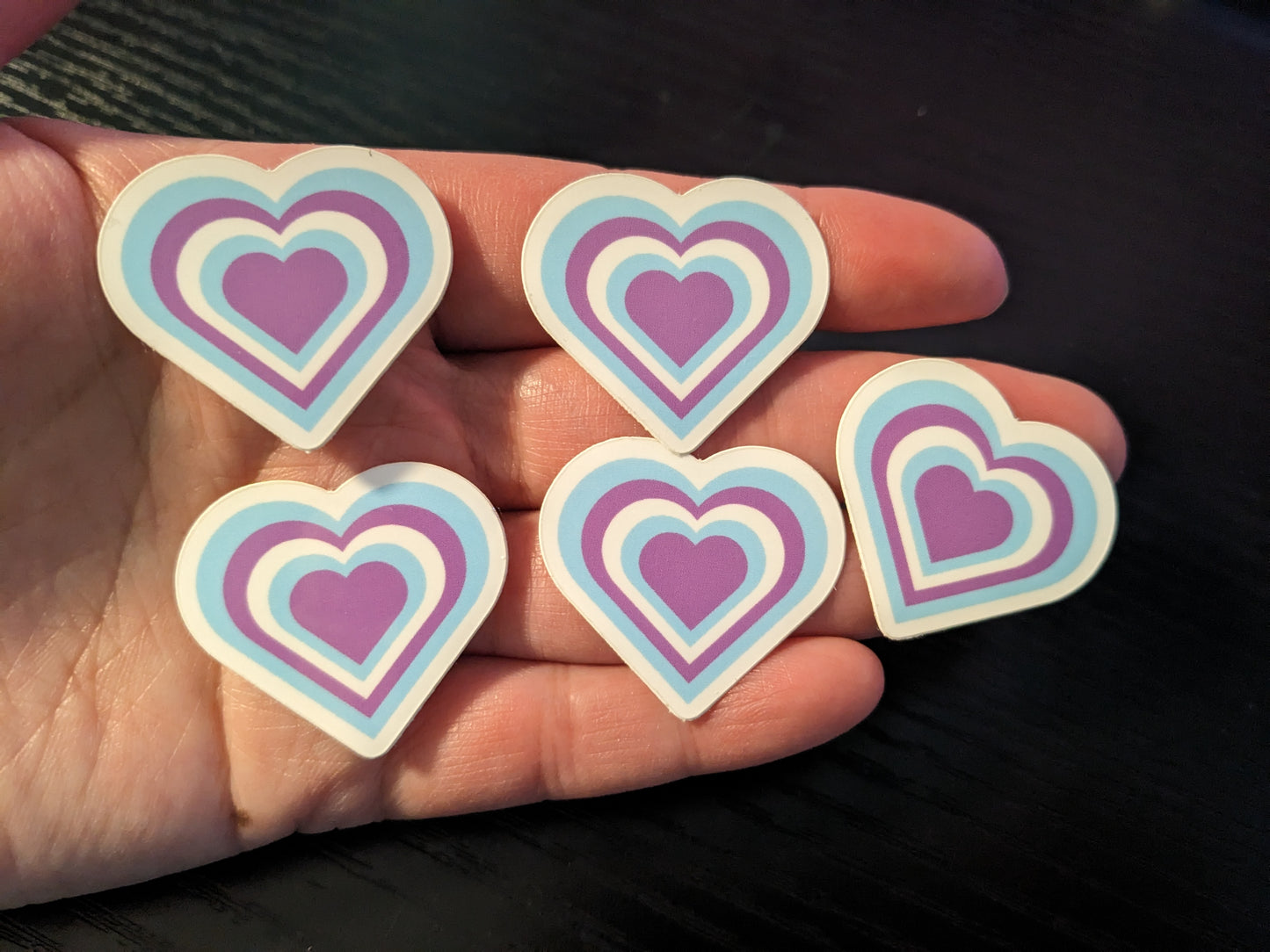 5 pack Mini Purple and Blue Hearts