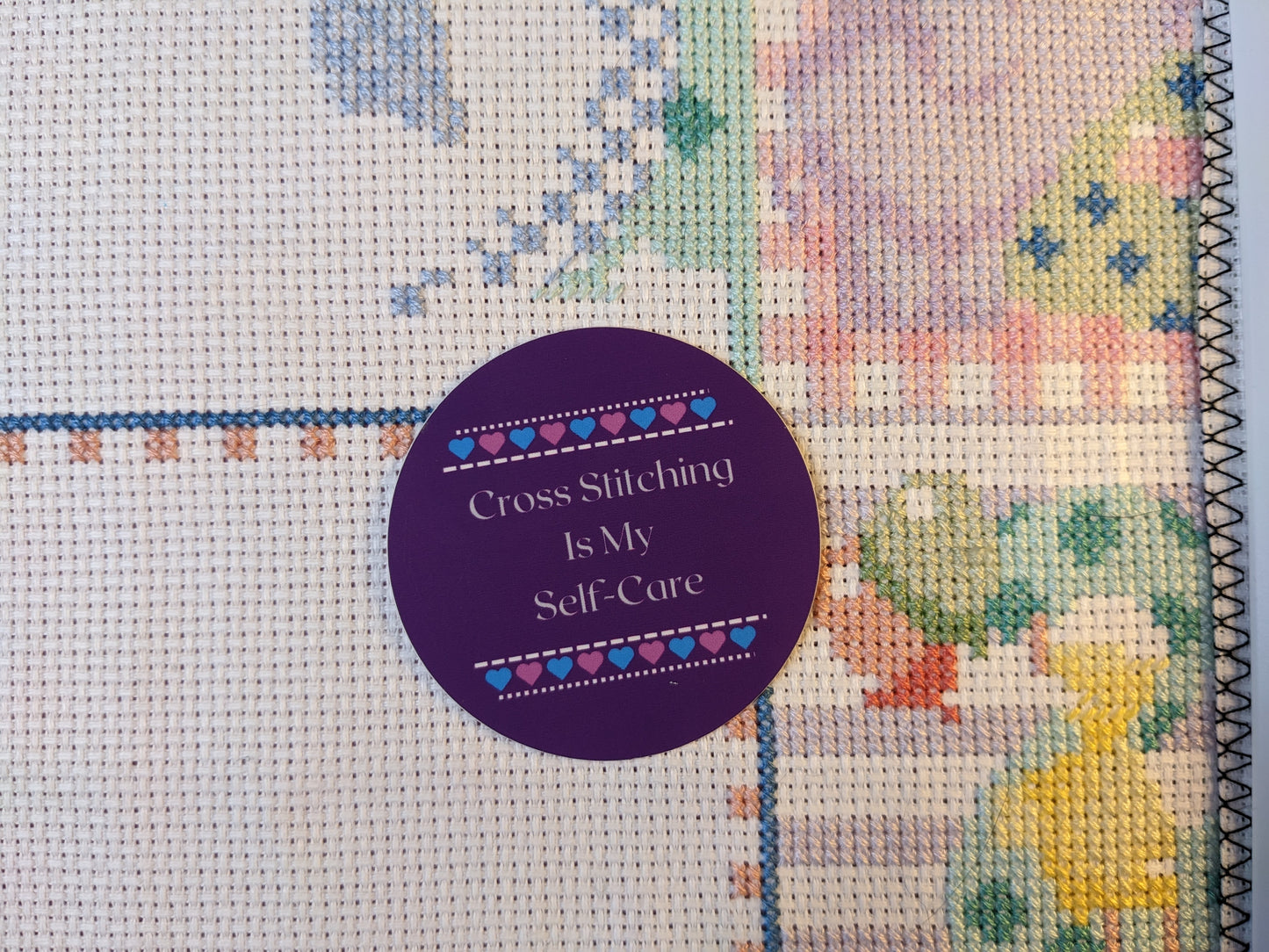 Cross Stitch is My Self-Care 2" Round Sticker