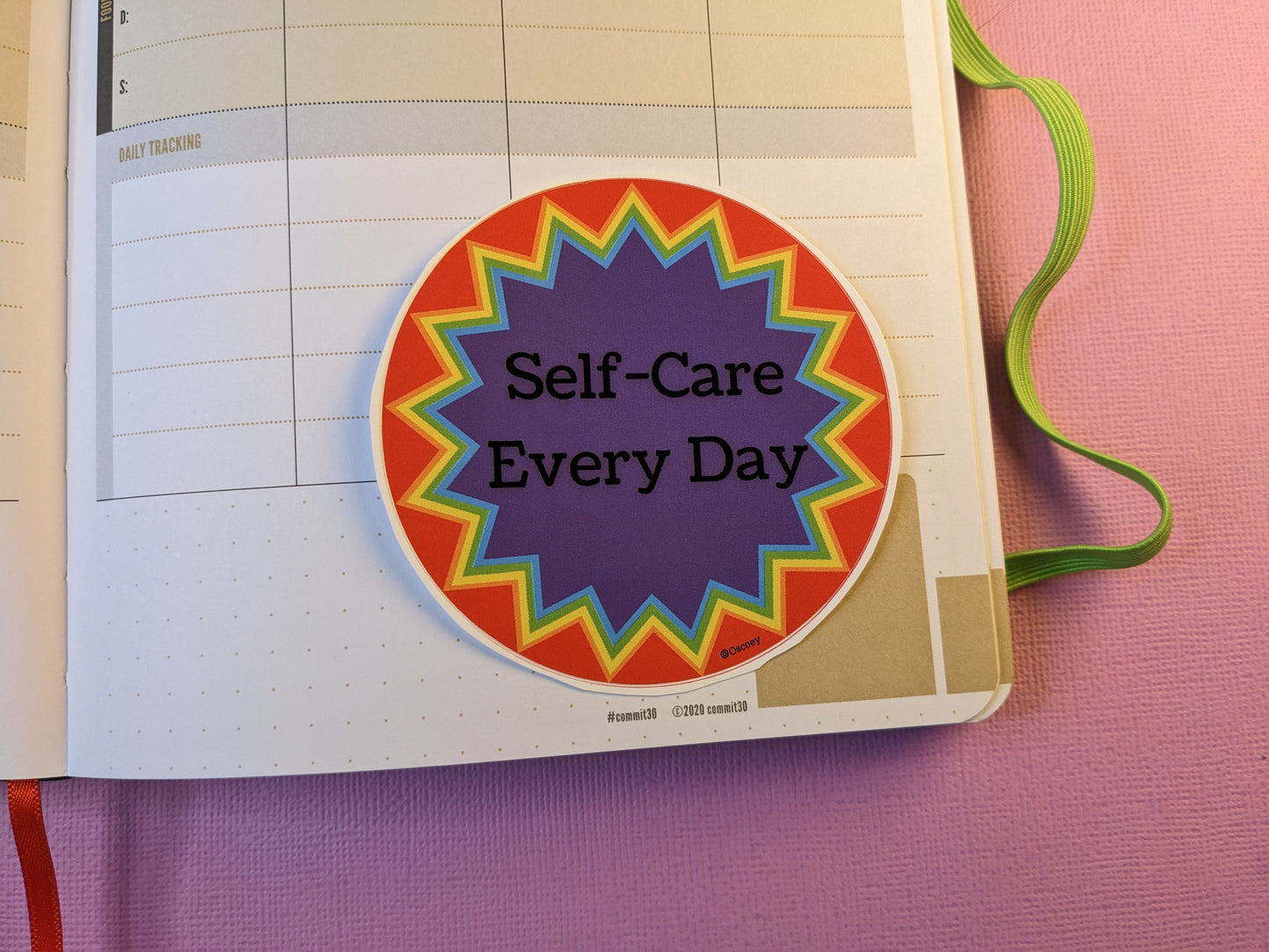 3" Round Self-Care Every Day Solid Rainbow Sticker
